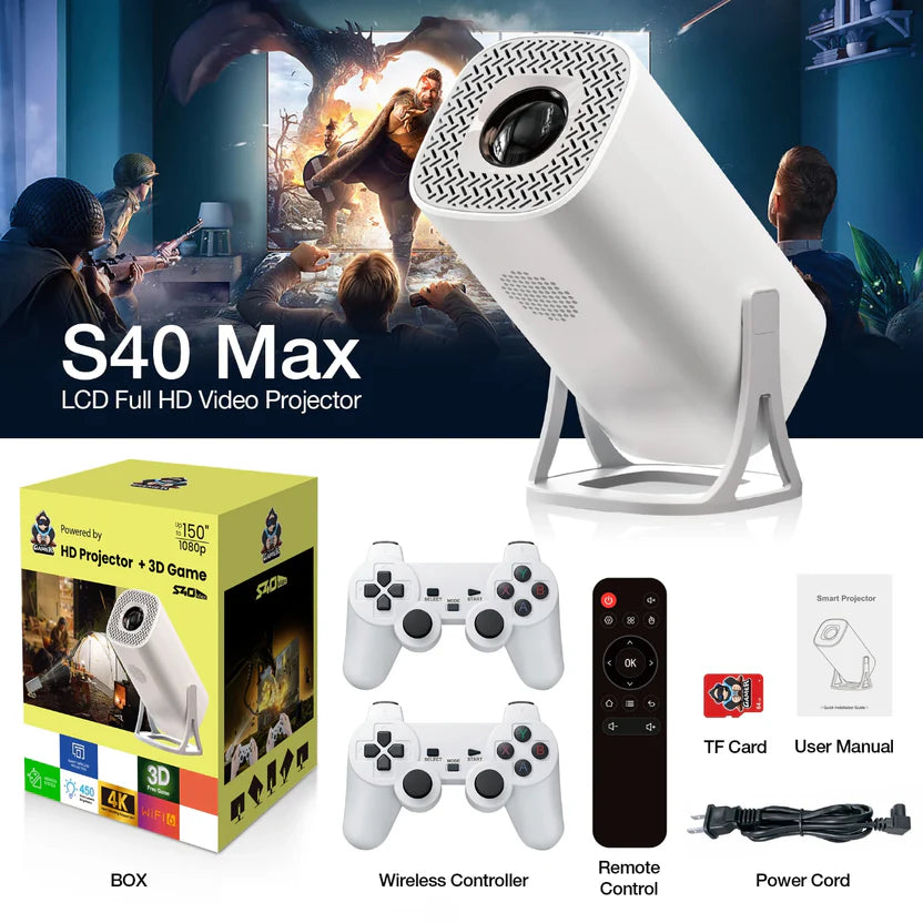 Projecteur Intelligent S40 Max : Votre Cinéma & Salle de Jeux 4K, 3D Ultra-Réaliste.