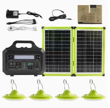 Kit Solaire Portable Complet – 2 Panneaux + 4 Lampes LED + Batterie ☀️🔋