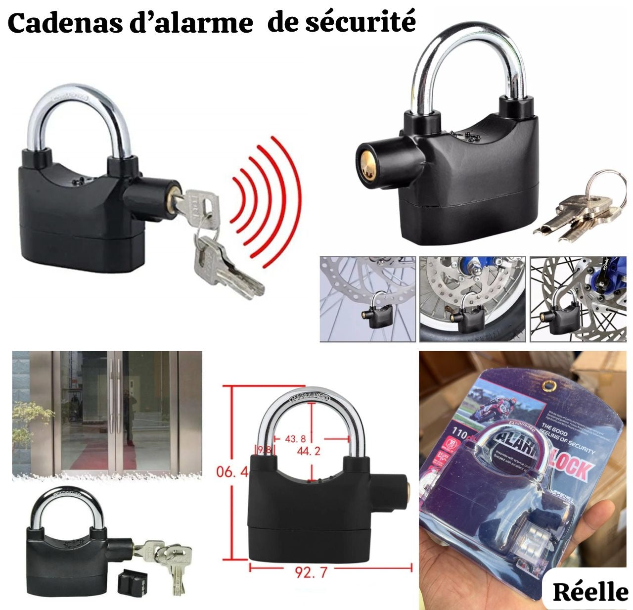 🔒 CADENAS ANTIVOL AVEC ALARME 110 dB