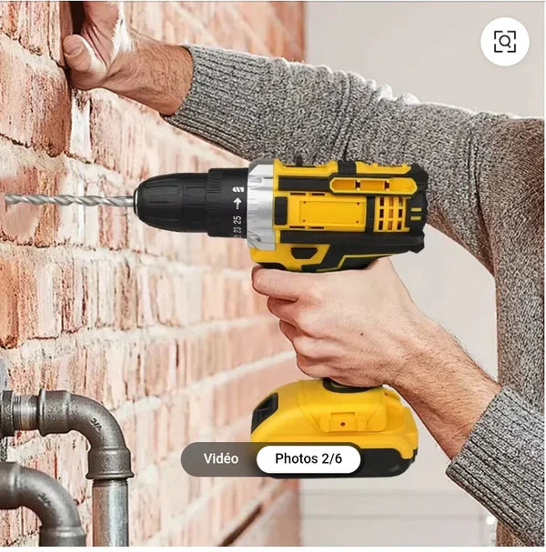 🔧 Perceuse Professionnelle Multifonction – Kit Complet Sans Fil